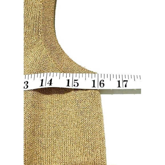 St. John Gold Metallic Top Sz S Santana Knit Tank Sleeveless Scoop Neck Party - Picture 4 of 8